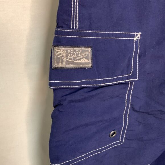 Polo Ralph Lauren Navy Cargo Drawstring Shorts Swim Trunks Size Medium - Picture 4 of 16
